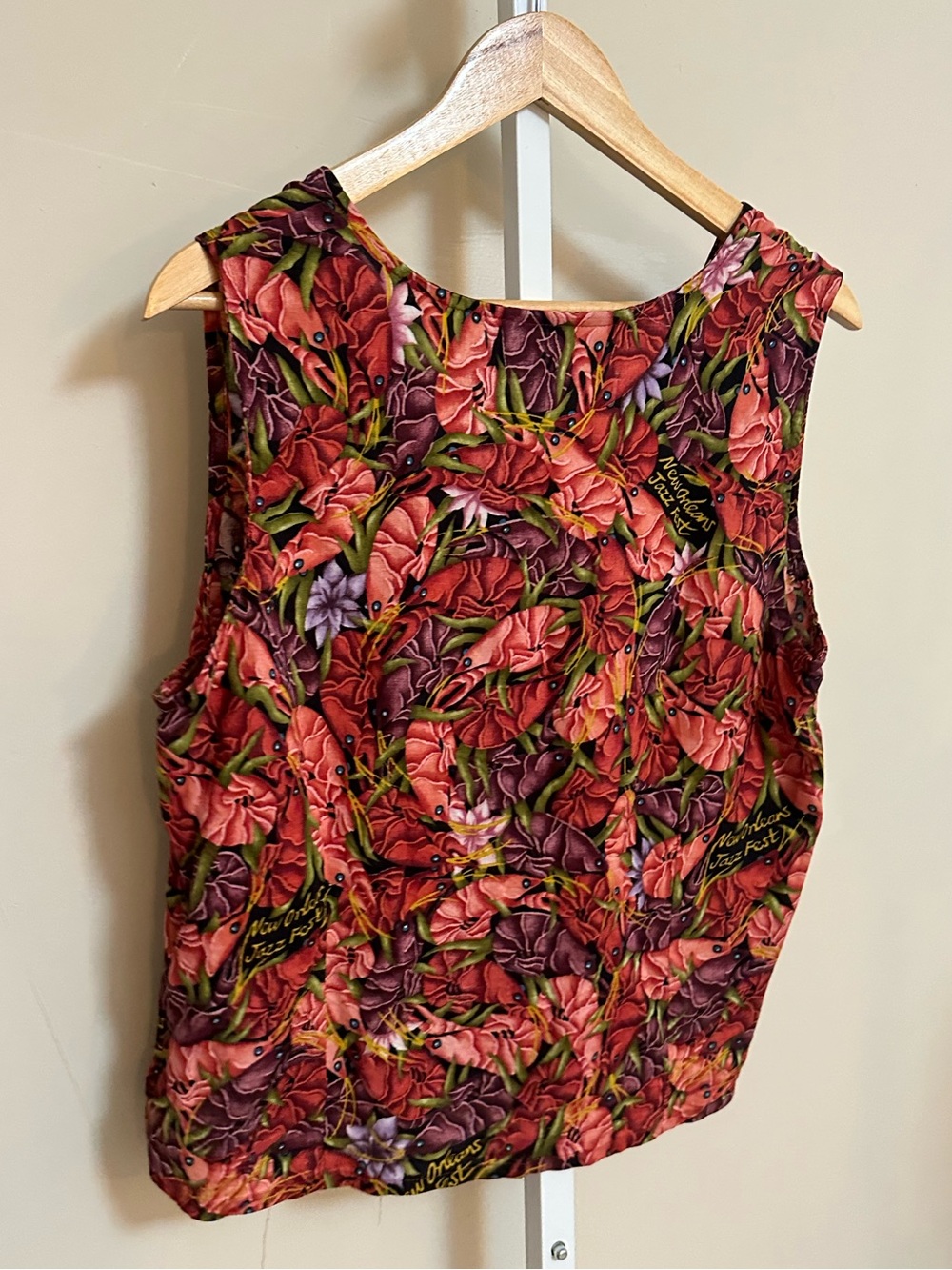 Vintage New Orleans Jazz Fest Shrimp Floral Tank Top XXL Artwear - Picture 5 of 5